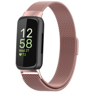 Shoppo Marte For Fitbit Inspire 3 Milanese Metal Watch Band(Rose Pink)