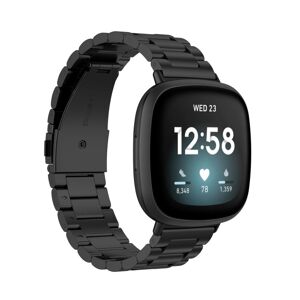 Shoppo Marte For Fitbit Versa 4/Sense 2/Versa 3/Sense 3 Beads Stainless Steel Watch Band(Black)