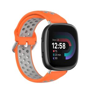 Shoppo Marte For Fitbit Versa 4 Two-Color Perforated Breathable Silicone Watch Band(Orange+Grey)