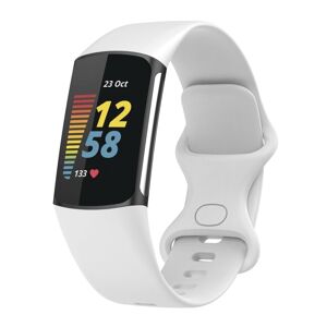 Shoppo Marte For Fitbit Charge 5 Silicone Watch Band, Size:S(White)
