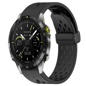 Shoppo Marte For Garmin Epix Pro Gen 2 47mm Quick Release Holes Magnetic Buckle Silicone Watch Band(Black)