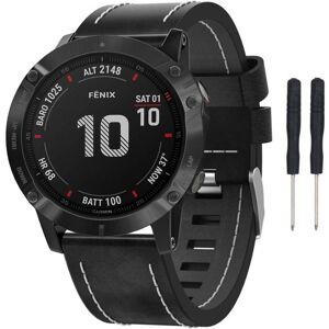 CaseOnline Læderarmbånd Garmin Fenix 6X / 6X Pro - sort