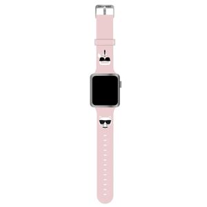 Apple Watch (38/40/SE/41MM) Karl Lagerfeld Silikone Rem - Karl & Choupette's Head - Lyserød