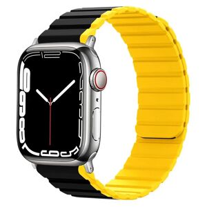 Apple Watch (38/40/SE/41mm) Lippa Magnetisk Silikone Multi Rem - Sort / Gul