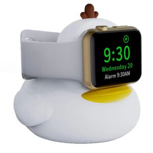 MOBILCOVERS.DK Apple Watch Silikone Oplader Stander - Sød And - Hvid