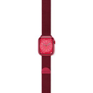 Apple Watch (42/44/SE/45/49mm) Epico Milanese Rustfri Stål Rem - Red