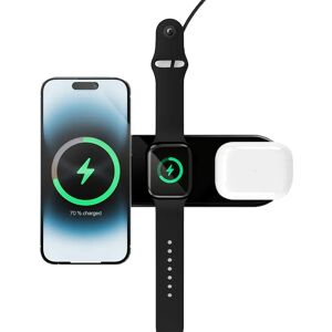 VONMÄHLEN Aura Home 3-in-1 Trådløs Oplader til Smartphone, Apple Watch & AirPods - MagSafe Kompatibel - Sort