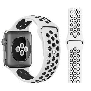 MOBILCOVERS.DK Apple Watch (38/40/SE/41MM) To-Farvet Silikone Rem - Hvid / Sort