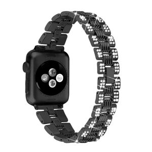 MOBILCOVERS.DK Apple Watch (42/44/SE/45/49mm) Metal Rem m. Rhinsten - Sort