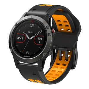 MOBILCOVERS.DK Universal Garmin Dobbelt-hullet Silikone Rem (26mm) - Sort / Orange