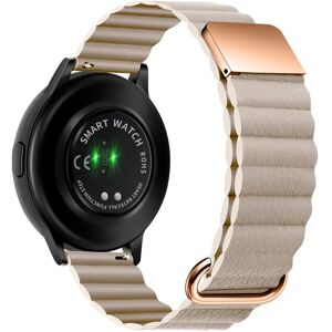 MOBILCOVERS.DK Universal Smartwatch Rem 20mm Magnetisk Litchi Læder - Beige / Rose Gold