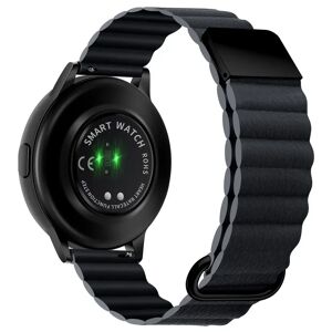 MOBILCOVERS.DK Universal Smartwatch Rem 20mm Magnetisk Litchi Læder - Grå / Sort