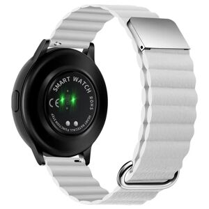 MOBILCOVERS.DK Universal Smartwatch Rem 20mm Magnetisk Litchi Læder - Hvid / Sølv