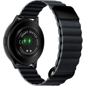 MOBILCOVERS.DK Universal Smartwatch Rem 22mm Magnetisk Litchi Læder - Grå / Sort