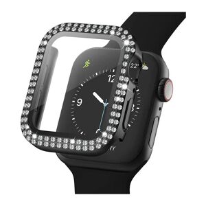 MOBILCOVERS.DK Apple Watch (38mm) Hårdt Plast Case m. Indbygget Skærmbeskyttelse - Sort & Rhinsten