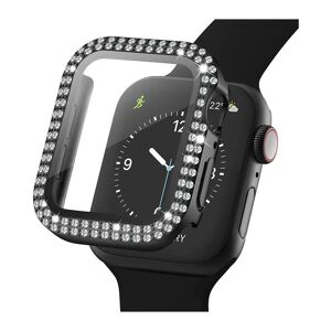 MOBILCOVERS.DK Apple Watch (44mm) Hårdt Plast Case m. Indbygget Skærmbeskyttelse - Sort & Rhinsten