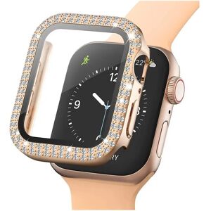 MOBILCOVERS.DK Apple Watch (44mm) Hårdt Plast Case m. Indbygget Skærmbeskyttelse - Rose Gold & Rhinsten