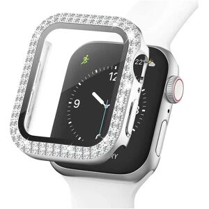 MOBILCOVERS.DK Apple Watch (44mm) Hårdt Plast Case m. Indbygget Skærmbeskyttelse - Sølv & Rhinsten