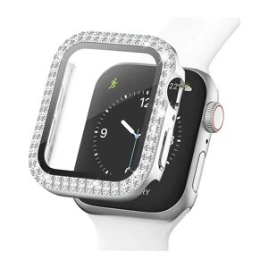 MOBILCOVERS.DK Apple Watch (40mm) Hårdt Plast Case m. Indbygget Skærmbeskyttelse - Sølv & Rhinsten