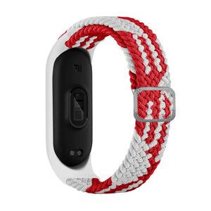 Xiaomi Mi Smart Band 5 / 6 Hurtel Urrem i Stof - Rød / Hvid