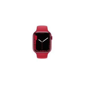 Apple Watch Series 7 (GPS) - (PRODUCT) RED - 45 mm - rød aluminium - smart ur med sportsbånd - fluoroelastomer - rød - båndstørrelse: Almindelig - 32 GB - Wi-Fi, Bluetooth - 38.8 g