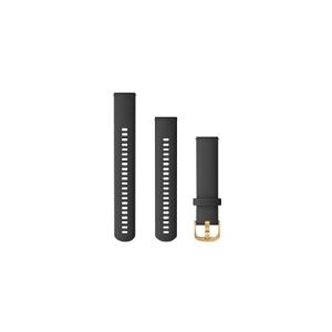 Garmin Quick Release Band - Urrem for smart watch - 125 - 218 mm - sort, guld hardware - for Approach S40  Forerunner 245, 55, 645  Venu  vívoactive 3  vívomove 3, HR, Luxe, Style