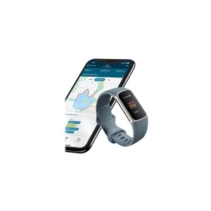 Fitbit Charge 5 - Platin rustfrit stål - aktivitetssporer med uendelighedsbånd - silikone - blåt stål - håndledsstørrelse: 130-210 mm - display 1.04 - Bluetooth, NFC