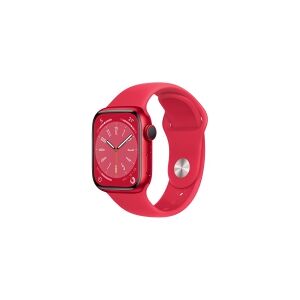 Apple Watch Series 8 (GPS) - (PRODUCT) RED - 41 mm - rød aluminium - smart ur med sportsbånd - fluoroelastomer - rød - båndstørrelse: Almindelig - 32 GB - Wi-Fi, Bluetooth - 32 g