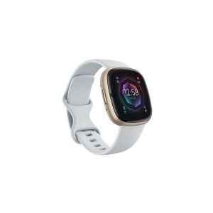 Fitbit Sense 2 - Blødt guld-aluminium - smart ur med bånd - blue mist - båndstørrelse: S - NFC, Bluetooth
