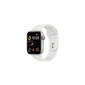 Apple Watch SE (GPS + Cellular) - 2. generation - 44 mm - sølvaluminium - smart ur med sportsbånd - fluoroelastomer - hvid - båndstørrelse: Almindelig - 32 GB - Wi-Fi, LTE, Bluetooth - 4G - 32.9 g