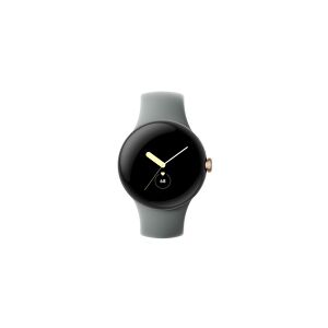 Google Pixel Watch - 41 mm - poleret sølv - smart ur med aktivt bånd - fluoroelastomer - trækul - båndstørrelse: L - 32 GB - Wi-Fi, LTE, NFC, Bluetooth - 4G - 36 g