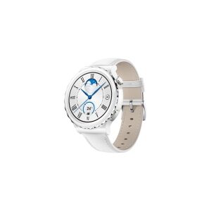 Huawei Watch GT 3 Pro - 43 mm - hvid keramik - smart ur med rem - læder - hvid - håndledsstørrelse: 130-190 mm - display 1.32 - Bluetooth - 50 g