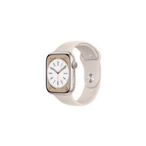 Apple Watch Series 8 (GPS) - 45 mm - stjernelys-aluminium - smart ur med sportsbånd - fluoroelastomer - stjernelys - båndstørrelse: Almindelig - 32 GB - Wi-Fi, Bluetooth - 38.8 g