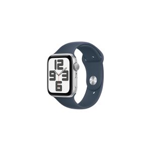 Apple Watch SE (GPS) - 2. generation - 44 mm - sølvaluminium - smart ur med sportsbånd - fluoroelastomer - stormblå - båndstørrelse: S/M - 32 GB - Wi-Fi, Bluetooth - 32.9 g