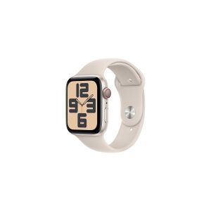 Apple Watch SE (GPS + Cellular) - 2. generation - 44 mm - stjernelys-aluminium - smart ur med sportsbånd - fluoroelastomer - stjernelys - båndstørrelse: S/M - 32 GB - Wi-Fi, LTE, Bluetooth - 4G - 33 g