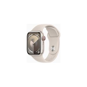 Apple Watch Series 9 (GPS + Cellular) - 41 mm - stjernelys-aluminium - smart ur med sportsbånd - fluoroelastomer - stjernelys - båndstørrelse: S/M - 64 GB - Wi-Fi, LTE, UWB, Bluetooth - 4G - 32.1 g