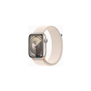 Apple Watch Series 9 (GPS) - 45 mm - stjernelys-aluminium - smart ur med sportsløkke - blød dobbeltlagsnylon - stjernelys - 64 GB - Wi-Fi, UWB, Bluetooth - 38.7 g