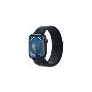 Apple Watch Series 9 (GPS + Cellular) - 41 mm - midnatsaluminium - smart ur med sportsløkke - blød dobbeltlagsnylon - midnat - 64 GB - Wi-Fi, LTE, UWB, Bluetooth - 4G - 32.1 g