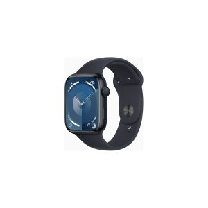 Apple Watch Series 9 (GPS) - 45 mm - midnatsaluminium - smart ur med sportsbånd - fluoroelastomer - midnat - båndstørrelse: S/M - 64 GB - Wi-Fi, UWB, Bluetooth - 38.7 g