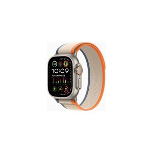 Apple Watch Ultra 2 - 49 mm - titanium - smart ur med Trail Loop - nylonflet - orange/beige - båndstørrelse: S/M - 64 GB - Wi-Fi, LTE, UWB, Bluetooth - 4G - 61.4 g