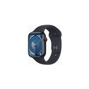 Apple Watch Series 9 (GPS + Cellular) - 45 mm - midnatsaluminium - smart ur med sportsbånd - fluoroelastomer - midnat - båndstørrelse: M/L - 64 GB - Wi-Fi, LTE, UWB, Bluetooth - 4G - 39 g