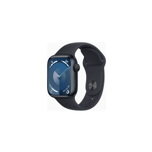 Apple Watch Series 9 (GPS) - 41 mm - midnatsaluminium - smart ur med sportsbånd - fluoroelastomer - midnat - båndstørrelse: S/M - 64 GB - Wi-Fi, UWB, Bluetooth - 31.9 g