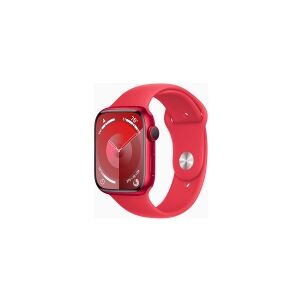 Apple Watch Series 9 (GPS) - (PRODUCT) RED - 45 mm - rød aluminium - smart ur med sportsbånd - fluoroelastomer - rød - båndstørrelse: M/L - 64 GB - Wi-Fi, UWB, Bluetooth - 38.7 g