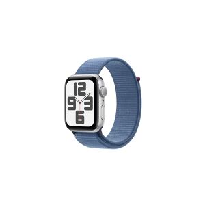 Apple Watch SE (GPS) - 2. generation - 44 mm - sølvaluminium - smart ur med sportsløkke - vævet nylon - winter blue - håndledsstørrelse: 145-220 mm -