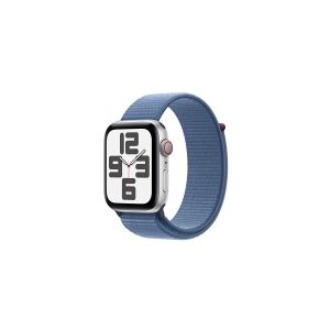 Apple Watch SE (GPS + Cellular) - 2. generation - 44 mm - sølvaluminium - smart ur med sportsløkke - vævet nylon - winter blue - håndledsstørrelse: 145-220 mm - 32 GB - Wi-Fi, LTE, Bluetooth - 4G - 33 g