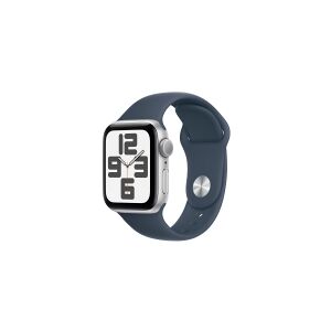 Apple Watch SE (GPS) - 2. generation - 40 mm - sølvaluminium - smart ur med sportsbånd - fluoroelastomer - stormblå - båndstørrelse: S/M - 32 GB - Wi-Fi, Bluetooth - 26.4 g