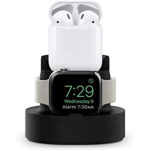 Apple Watch Silikone Stander - Dock 3-I-1 - Sort