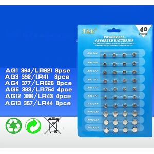 Nyt 40 X Assorted Button Cell Watch Battery Ag 1/3/4/5/12/13