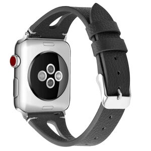 Generic Apple Watch (45 mm) urrem af ægte okselæder i øverste lag - Sort Black