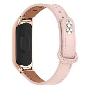 Generic Xiaomi Mi Smart Band 6 / 5 urrem i okselæder med rosaguld cover Pink